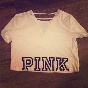 Pink White Crop Top